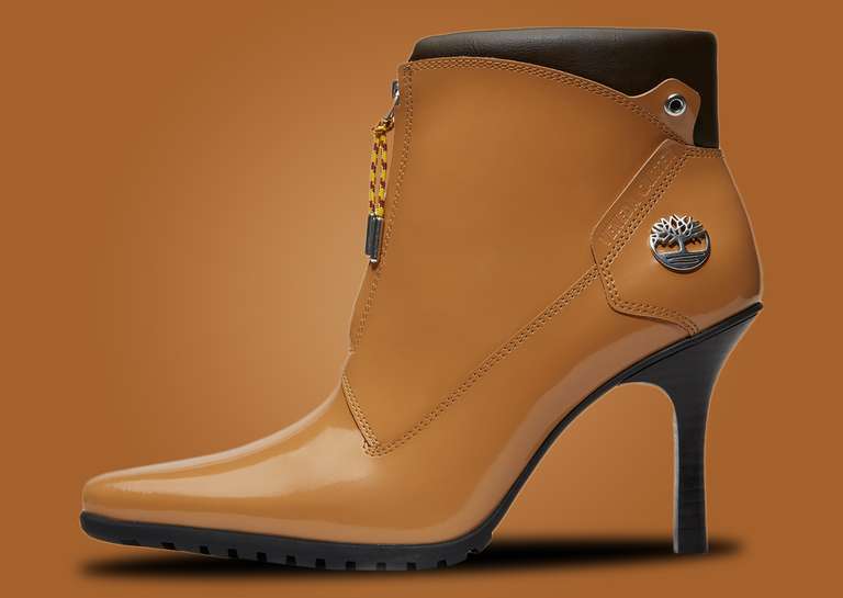 Veneda Carter x Timberland Front Zip Heel Boot Wheat Patent (W) Lateral