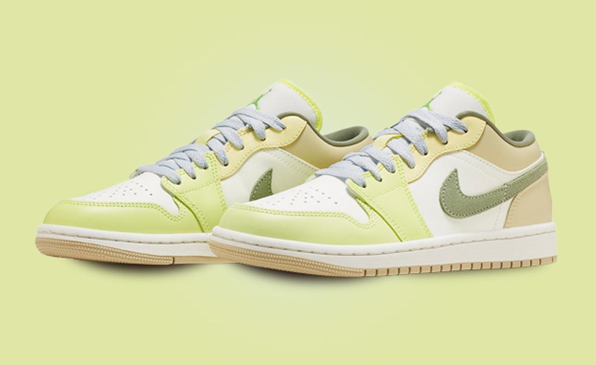 The Air Jordan 1 Low Pale Citron Light Olive Surfaces In Summery Shades