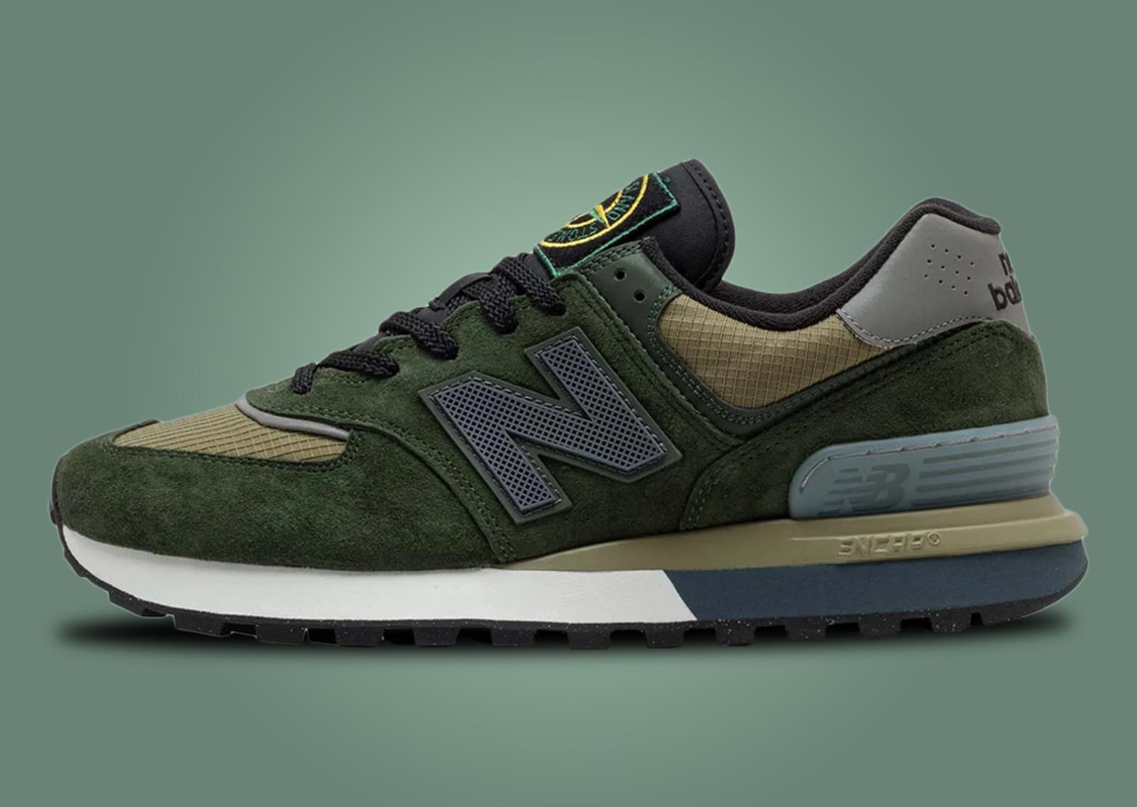 Stone Island x New Balance 574 Legacy Dark Green Medial