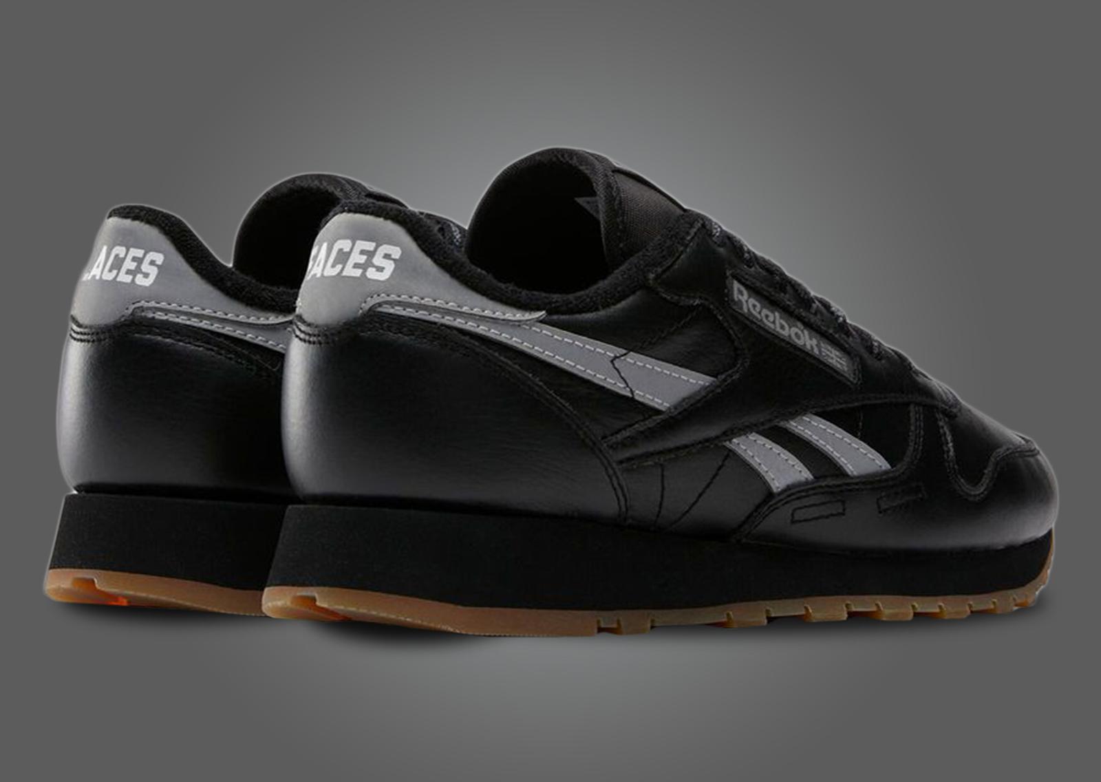 Places+Faces x Reebok Classic Leather Black Heel Angle