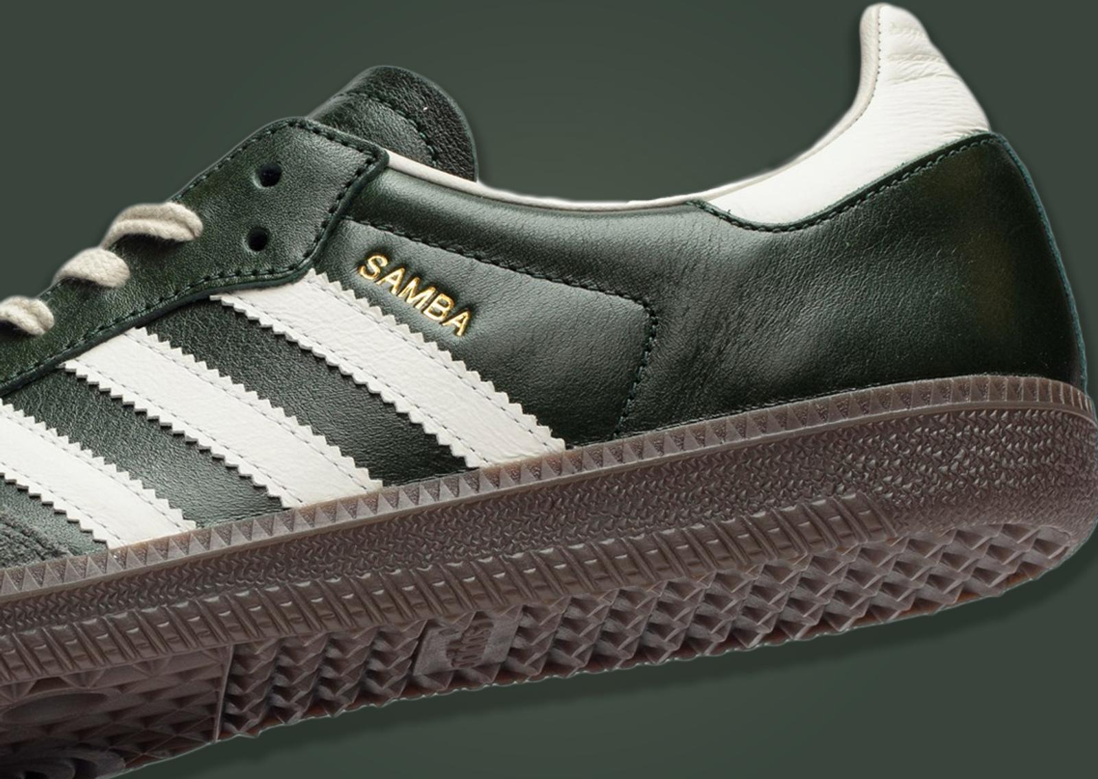 SNS x adidas Samba Green Cream Detail