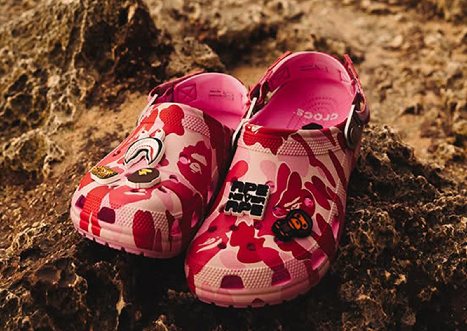 BAPE x Crocs Classic Clog ABC Camo Pink Angle