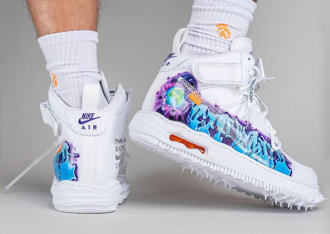 The Off-White x Nike Air Force 1 Mid White Graffiti Releases