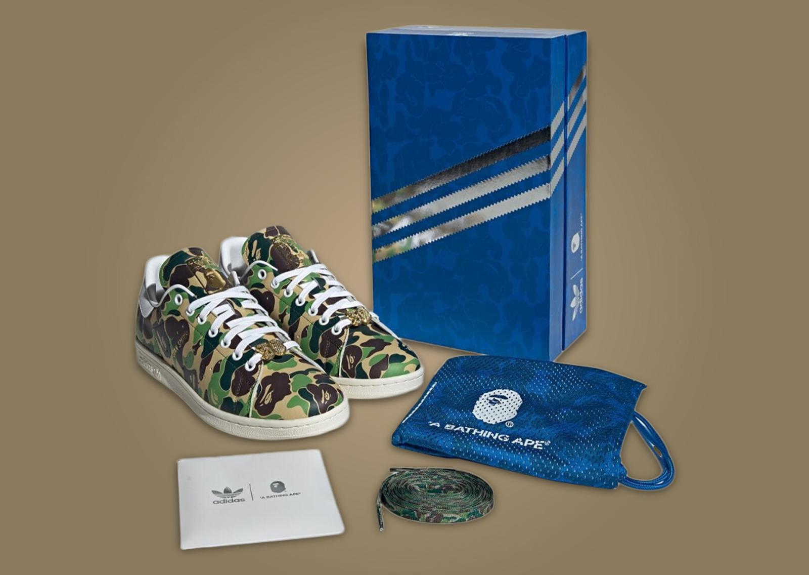 BAPE x adidas Stan Smith Sneaker and Packaging