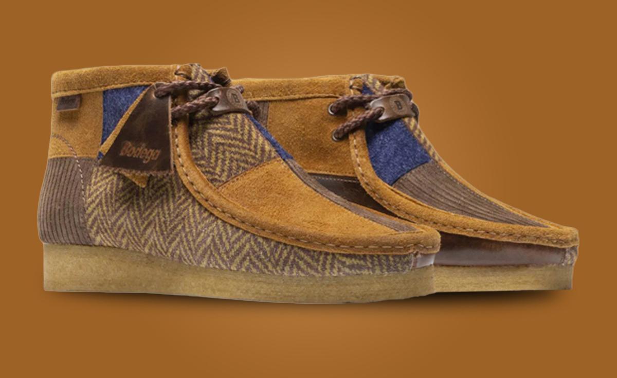 Mismatched Materials Outfit The Bodega x Clarks Originals Wallabee 2.0 Heritage Patchwork