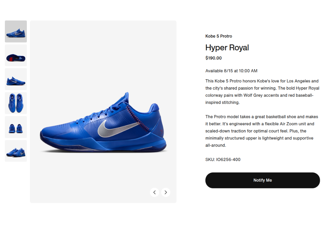 Where to Buy the Nike Kobe 5 Protro Dodgers