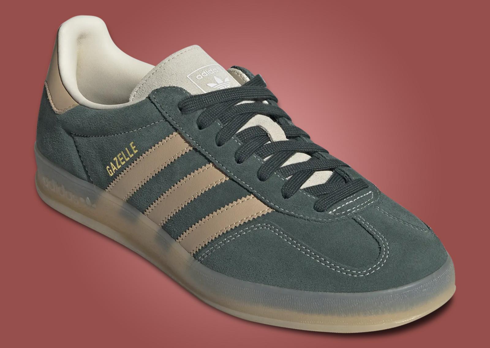 adidas Gazelle Indoor Shadow Green Warm Sand Angle