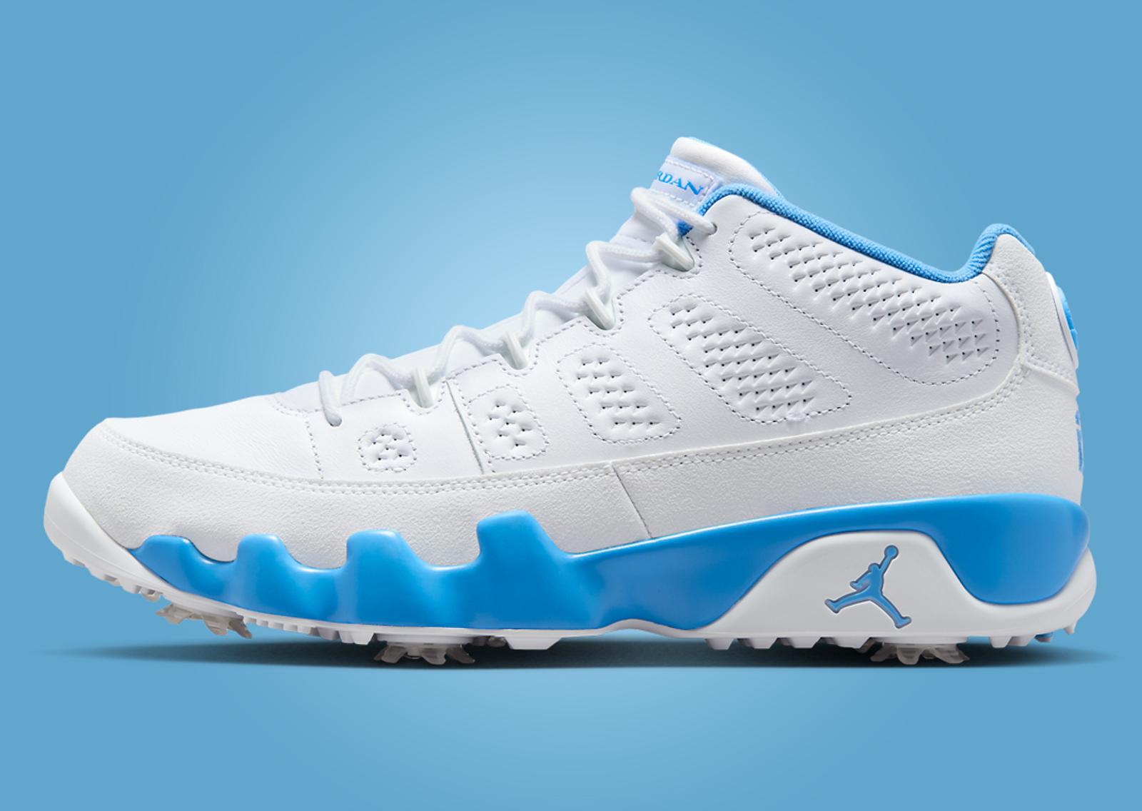 Air Jordan 9 Golf White University Blue Lateral Left