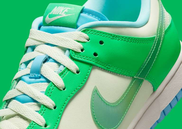 Nike Dunk Low Green Shock Aquarius Blue Midfoot Detail