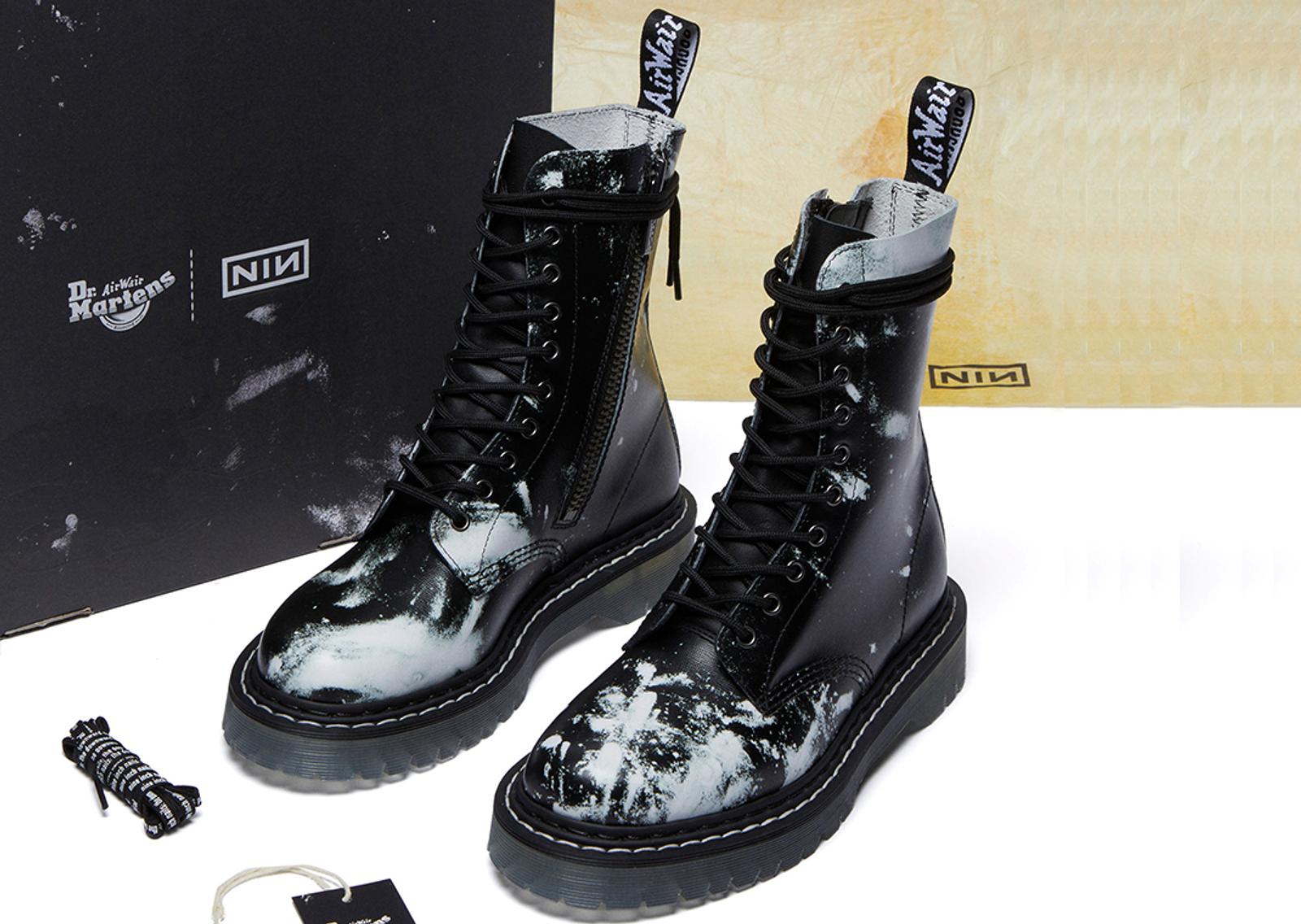 Nine Inch Nails x Dr. Martens 1490 10-Eye Boot The Downward Spiral Corn Starch Packaging