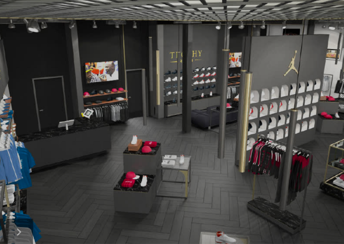 Rendering Of Trophy Room Storefront, a NBHD Store For Jordan Brand