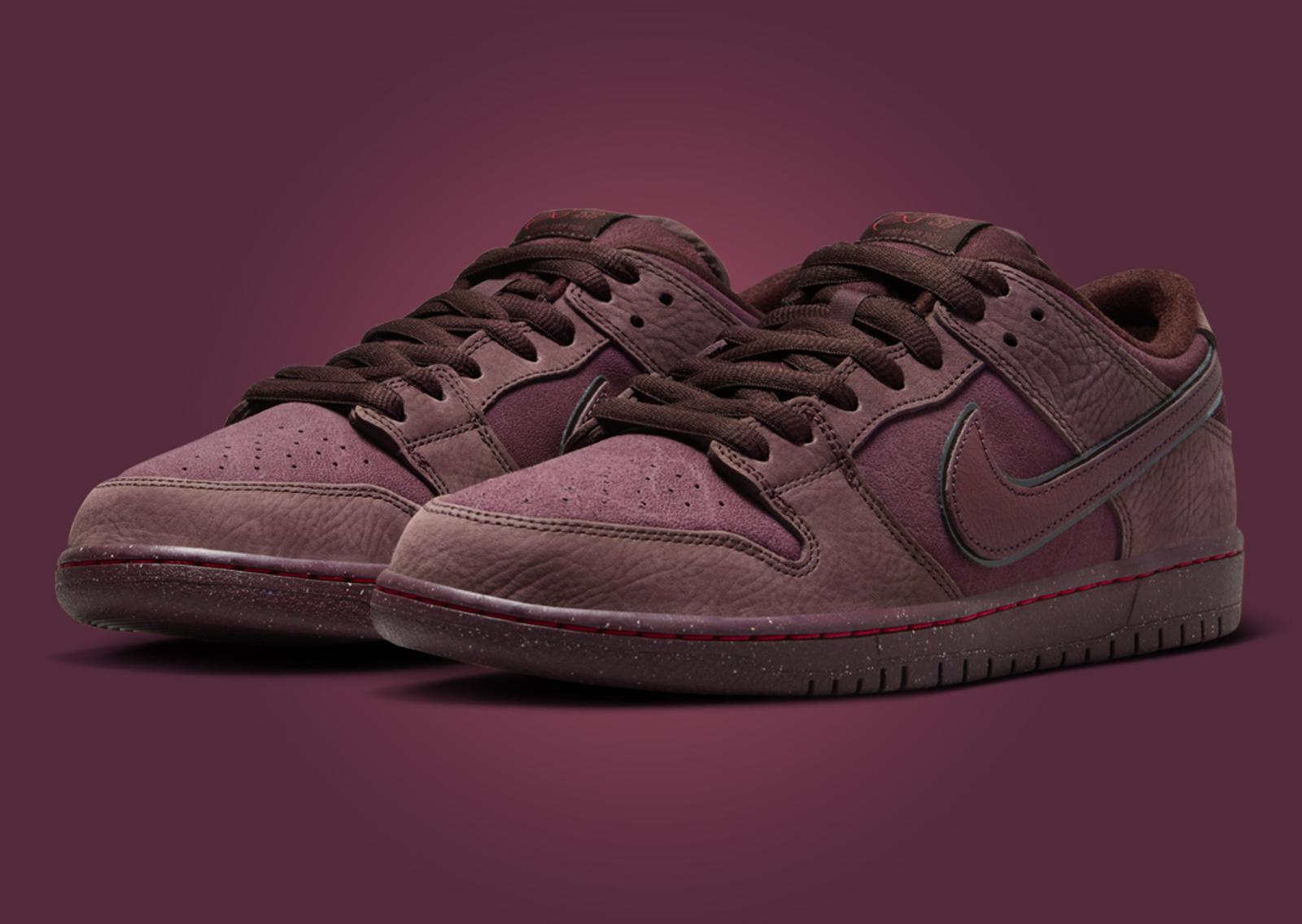 Nike SB Dunk Low Premium Paris City of Love Burgundy Crush Angle