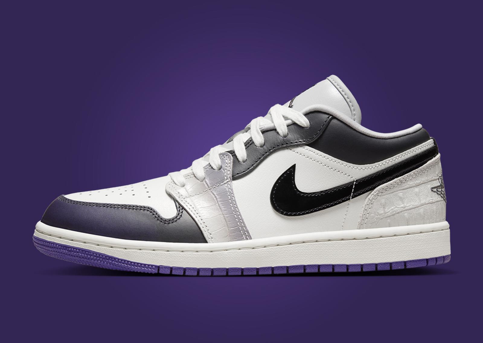 Air Jordan 1 Low SE Cement Grey Field Purple (W) Lateral