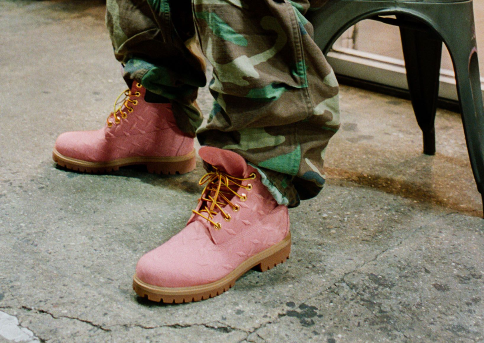 Supreme x Timberland 6" Waterproof Boot Pink On Foot