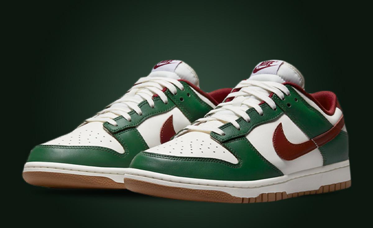 Gum Bottoms Finish Off The Nike Dunk Low Green Maroon