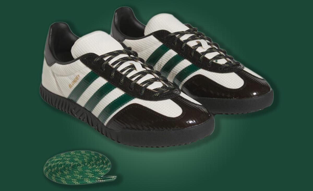 The Blondey McCoy x adidas A.B. Gazelle Indoor White Green Black Releases April 22nd