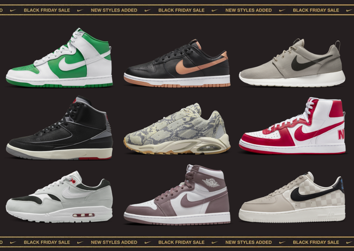 Graphic Showcasing Some Of The Best Sneakers On Sale For Nike's Black Friday