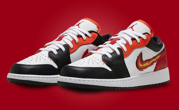 A Fiery Swoosh Lands On The Kids’ Exclusive Air Jordan 1 Low SE Born To Fly