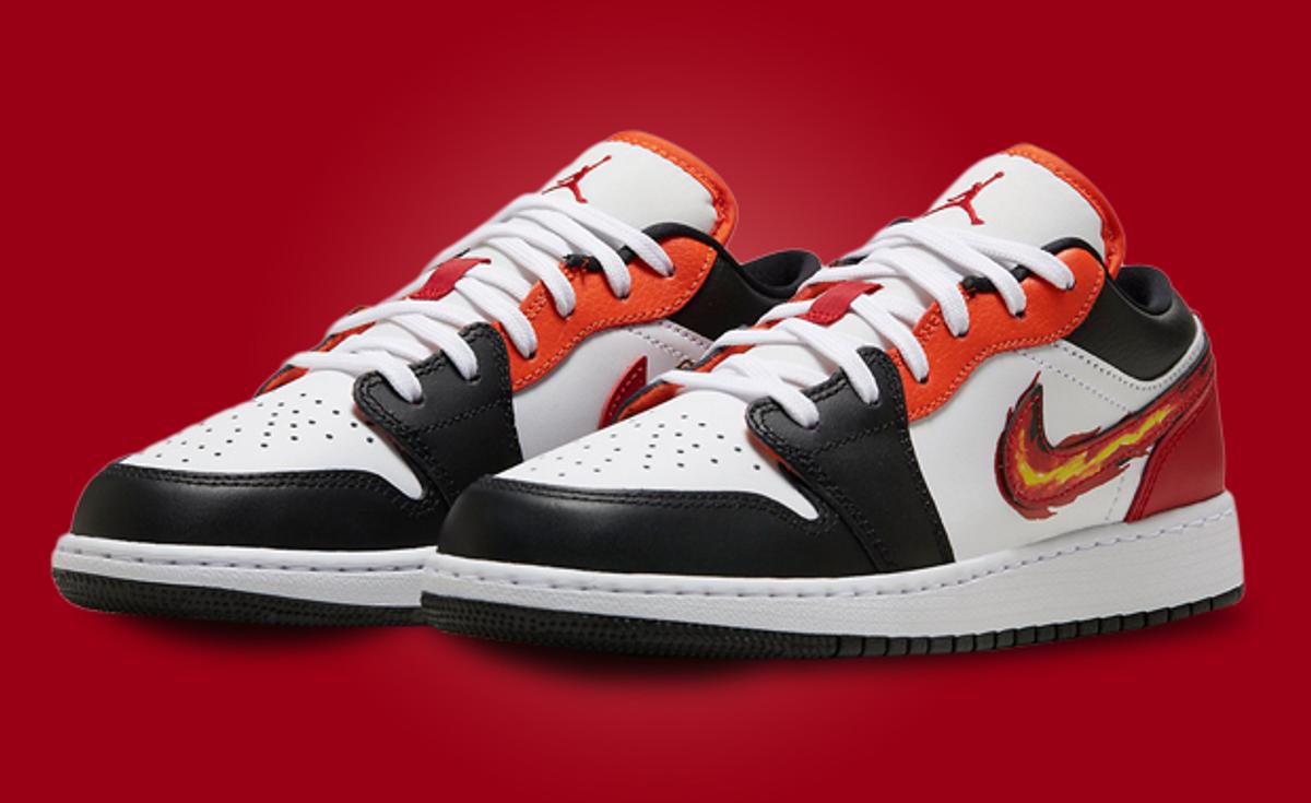 A Fiery Swoosh Lands On The Kids’ Exclusive Air Jordan 1 Low SE Born To Fly
