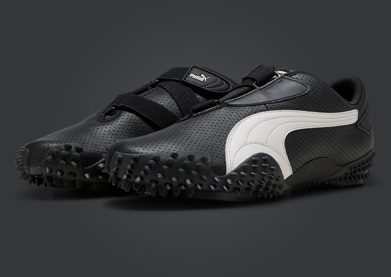 Puma Mostro Perforated Leather Black White Angle