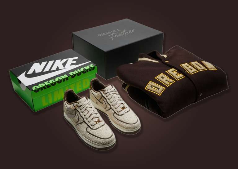 Nike Air Force 1 '07 Oregon PE Luxe With Varsity Jacket and Packaging