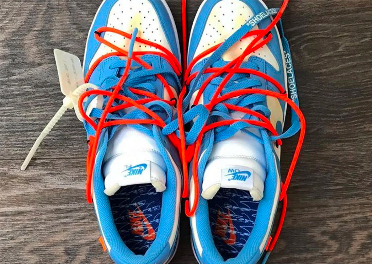 Off white x top nike dunk low blue