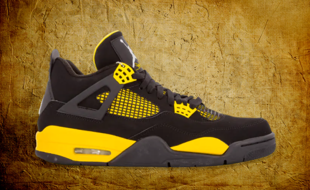 Jordans 4 black and top yellow