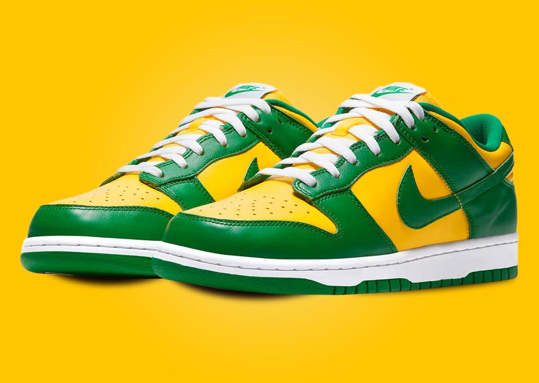 Nike Dunk Low Reverse Brazil Brasil Green Yellow Skateboarding Shoes Men  Size 13 