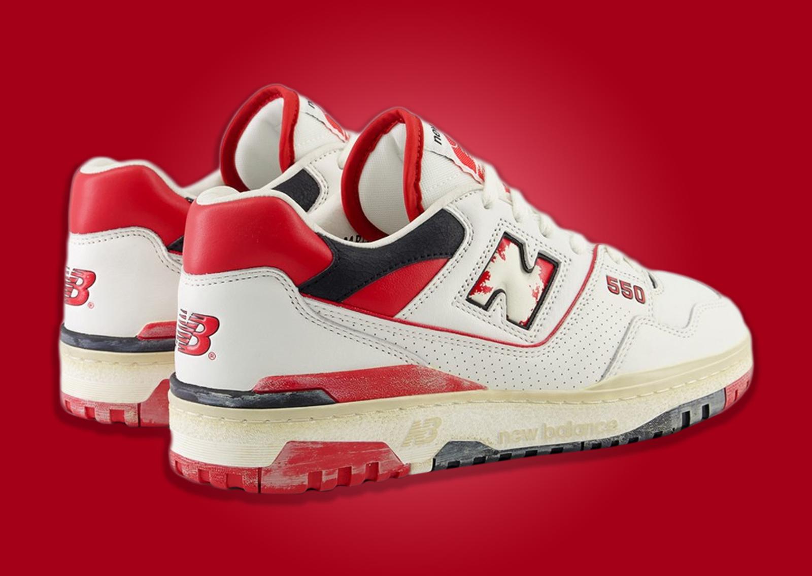 New Balance 550 Vintage Red Heel Angle