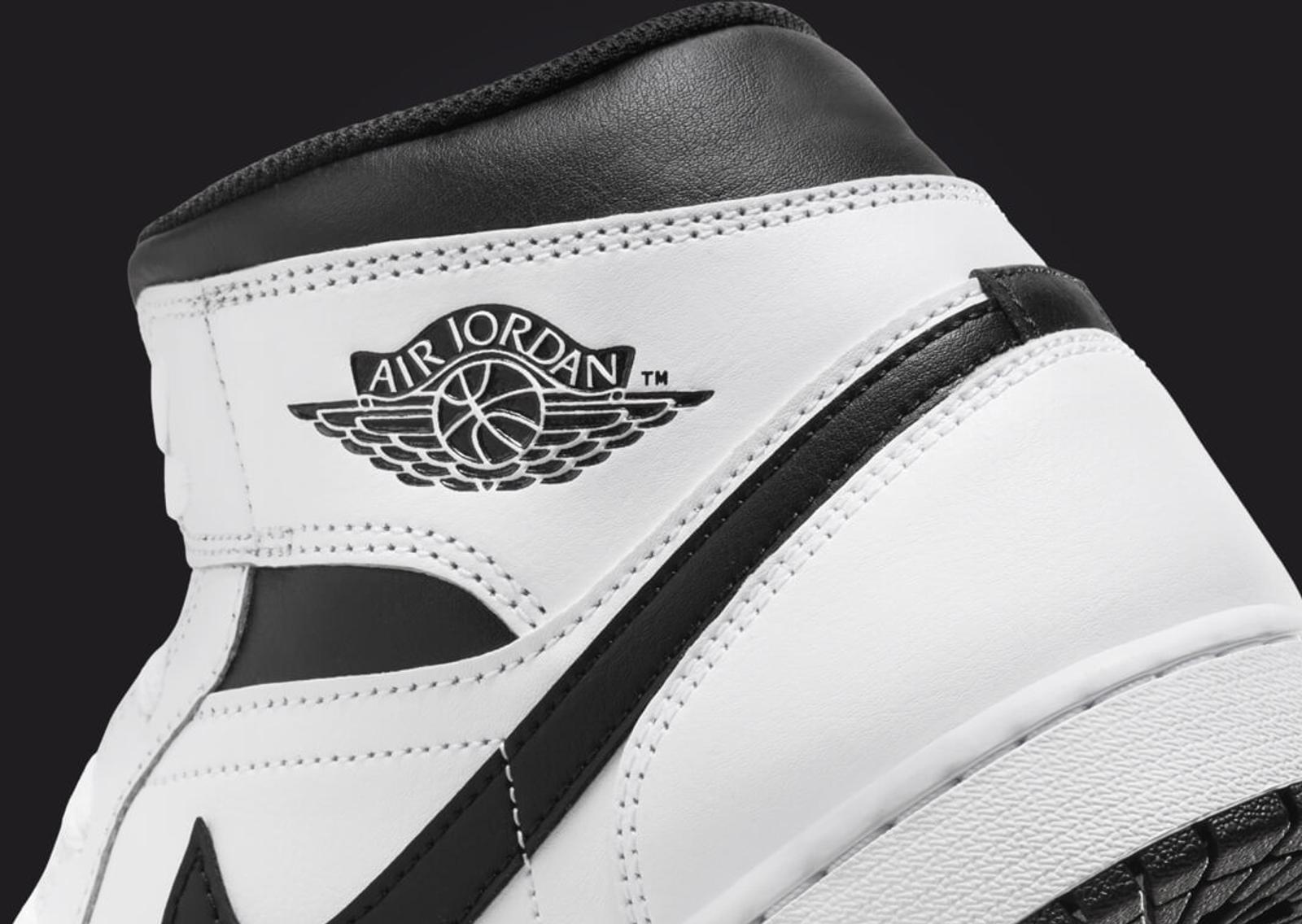 Air Jordan 1 Mid White Black Heel