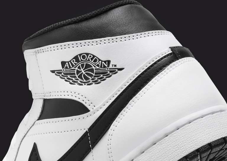 Air Jordan 1 Mid White Black Heel