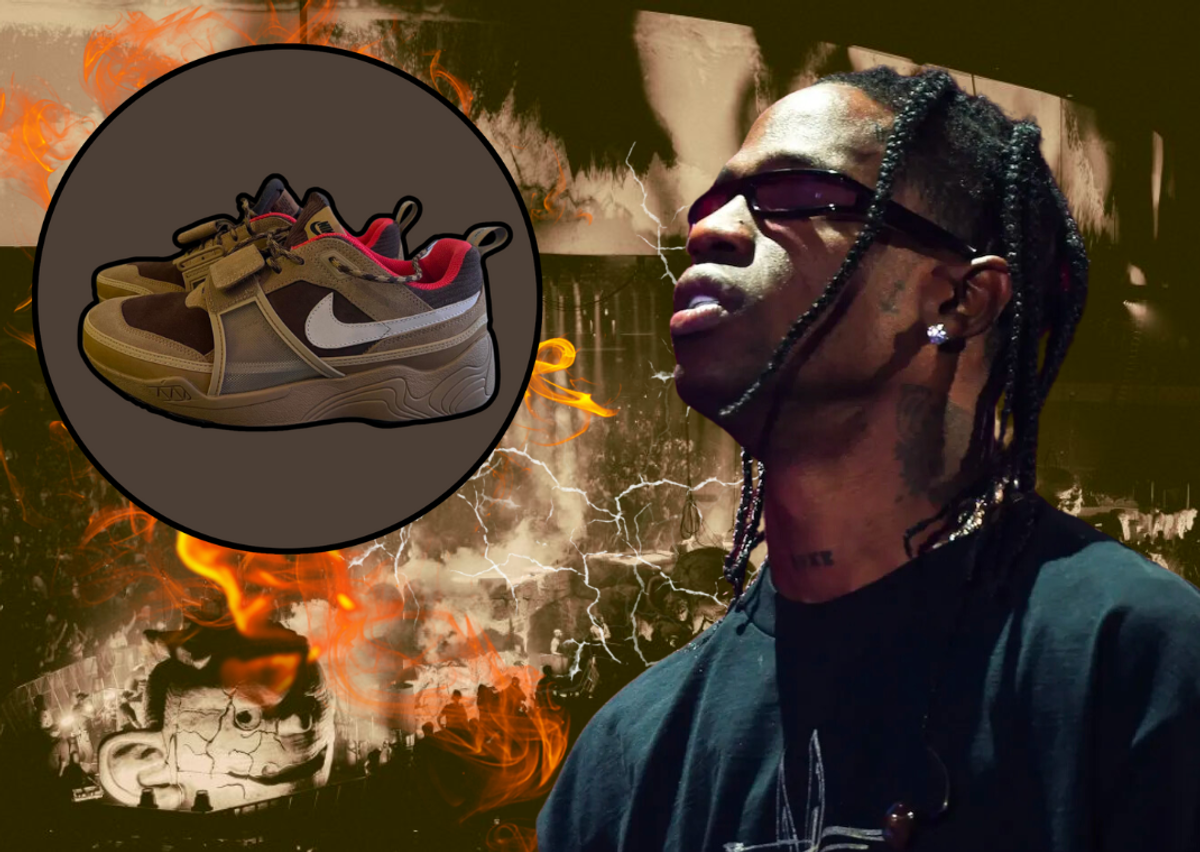 Graphic Showing Travis Scott Next To His Nike Shark-A-Don