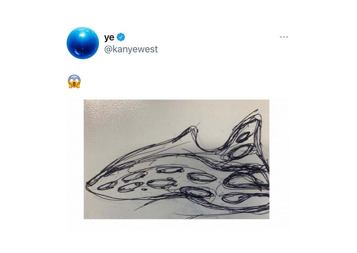 First Sketch of the adidas Yeezy Foam RNNR (Tweeted by Ye)