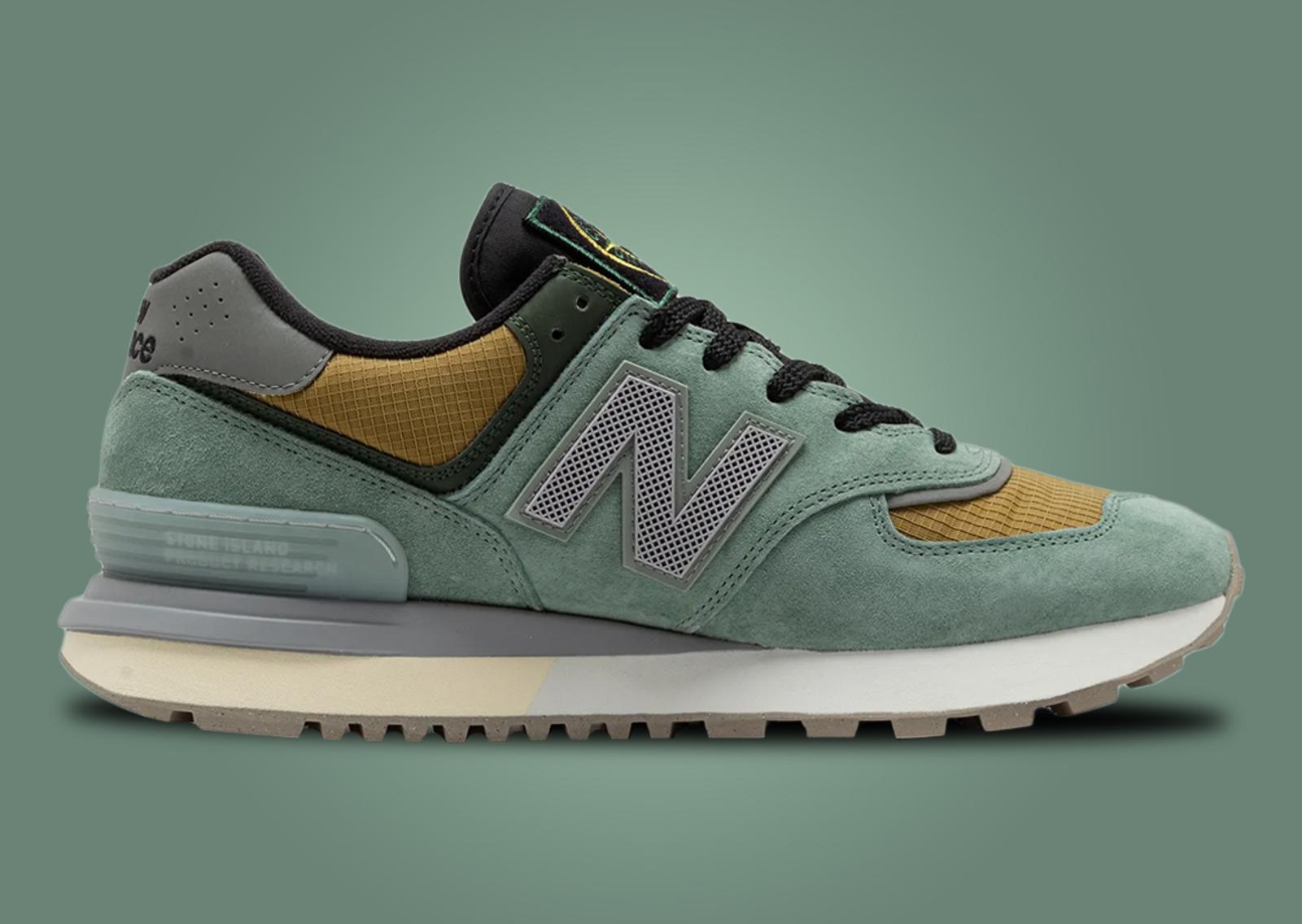 Stone Island x New Balance 574 Legacy Light Green Lateral