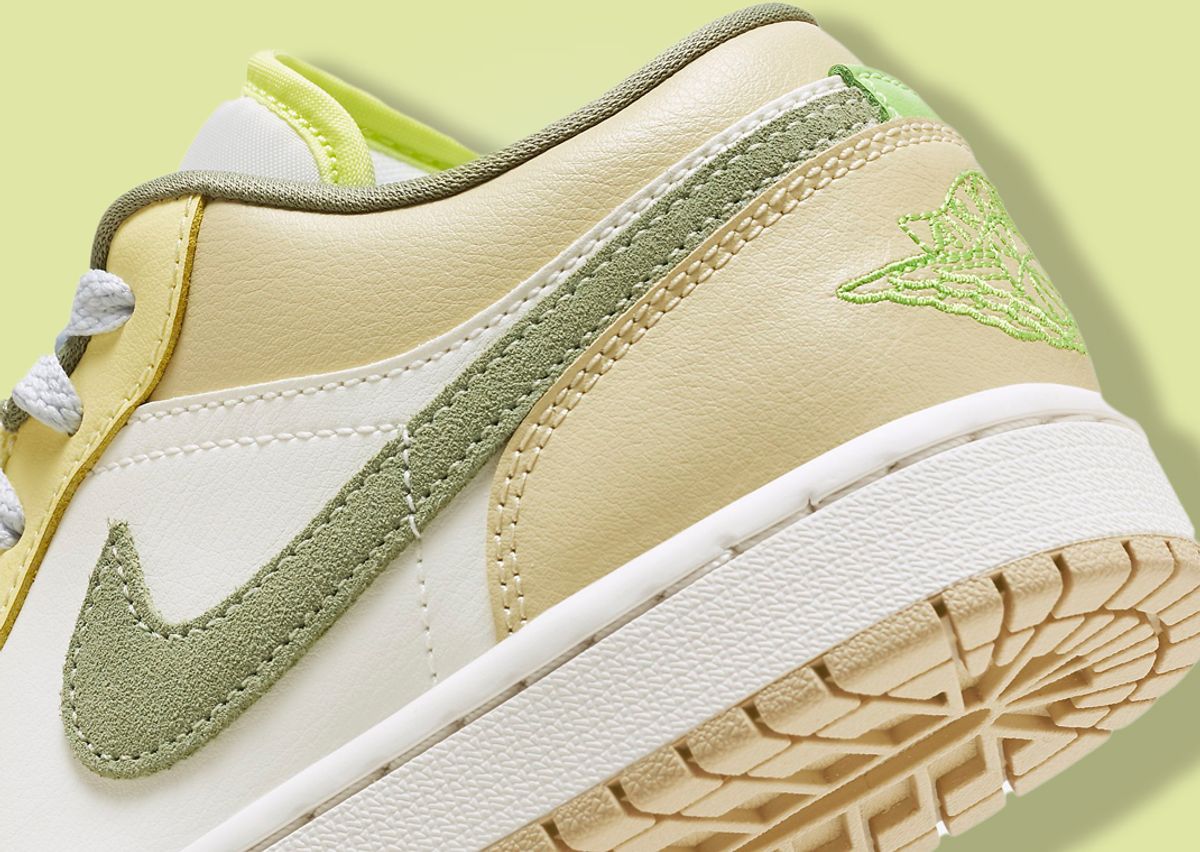 The Air Jordan 1 Low Pale Citron Light Olive Surfaces In Summery Shades