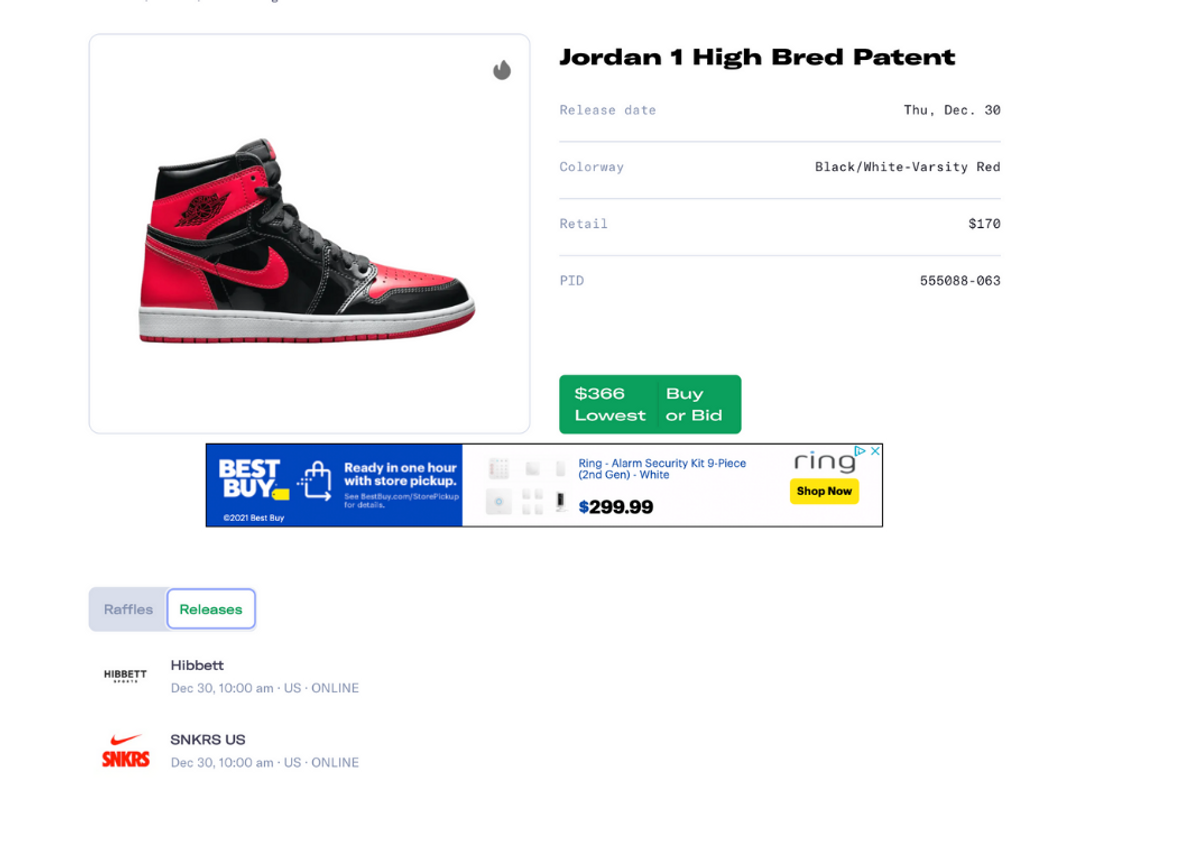 List of retailers releasing the Jordan 1 Patent Bred
