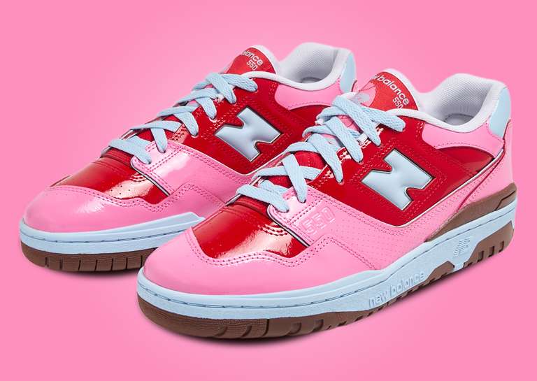 New Balance 550 Y2K Patent Leather Red Pink Angle