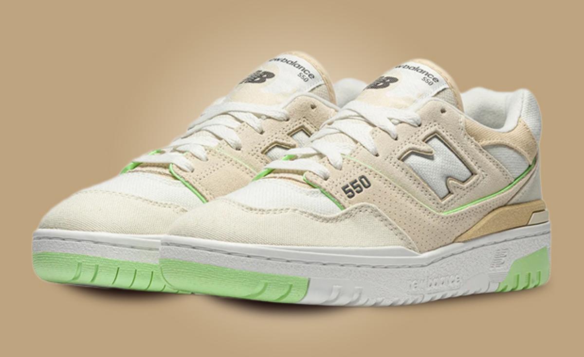 Lime Green Accents Pop On This New Balance 550