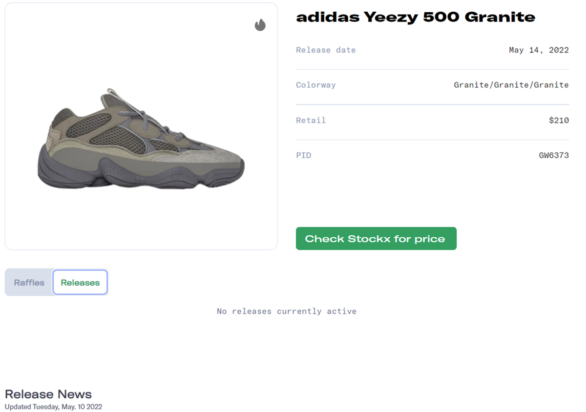 adidas Yeezy 500 Granite Release Guide