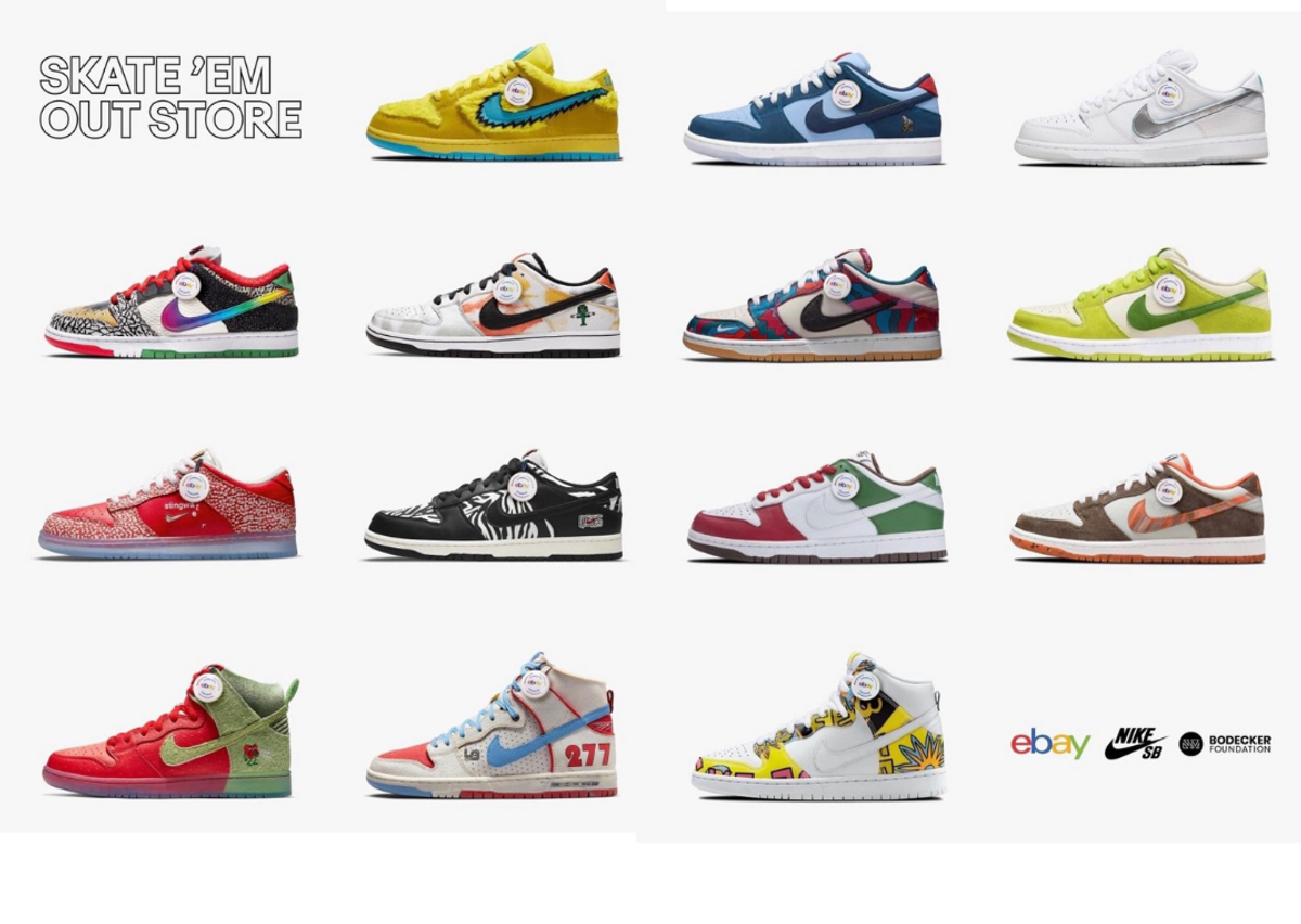 Selection Of Pairs Offered At The eBay x Nike SB Dunk Skate 'Em Out Store