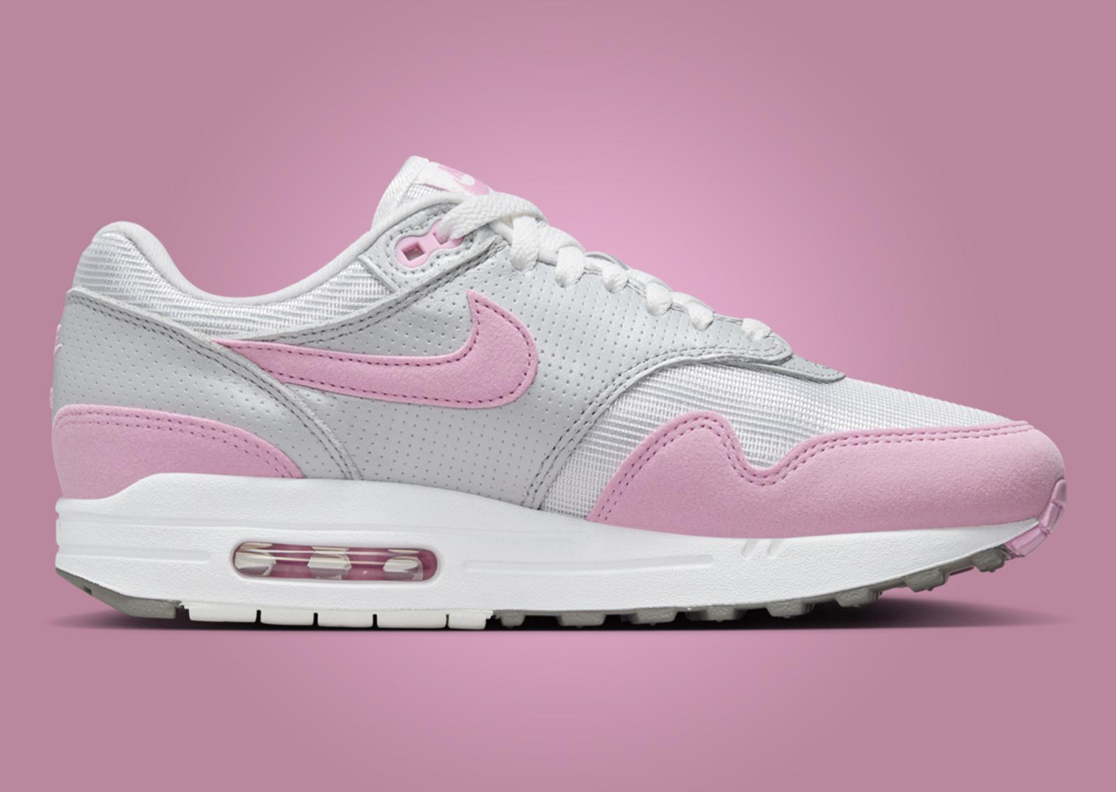 Nike Air Max 1 Metallic Platinum Pink Rise (W) Medial