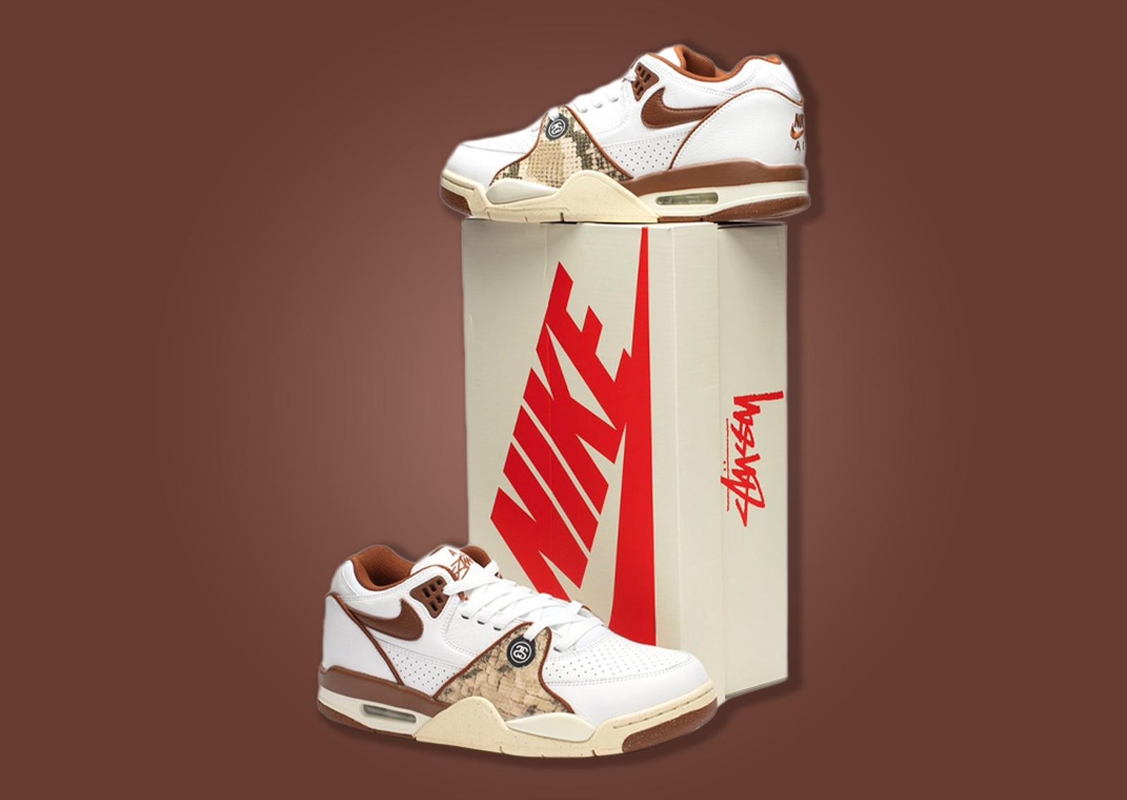 Stussy x Nike Air Flight 89 Low SP White Pecan Packaging and Sneakers