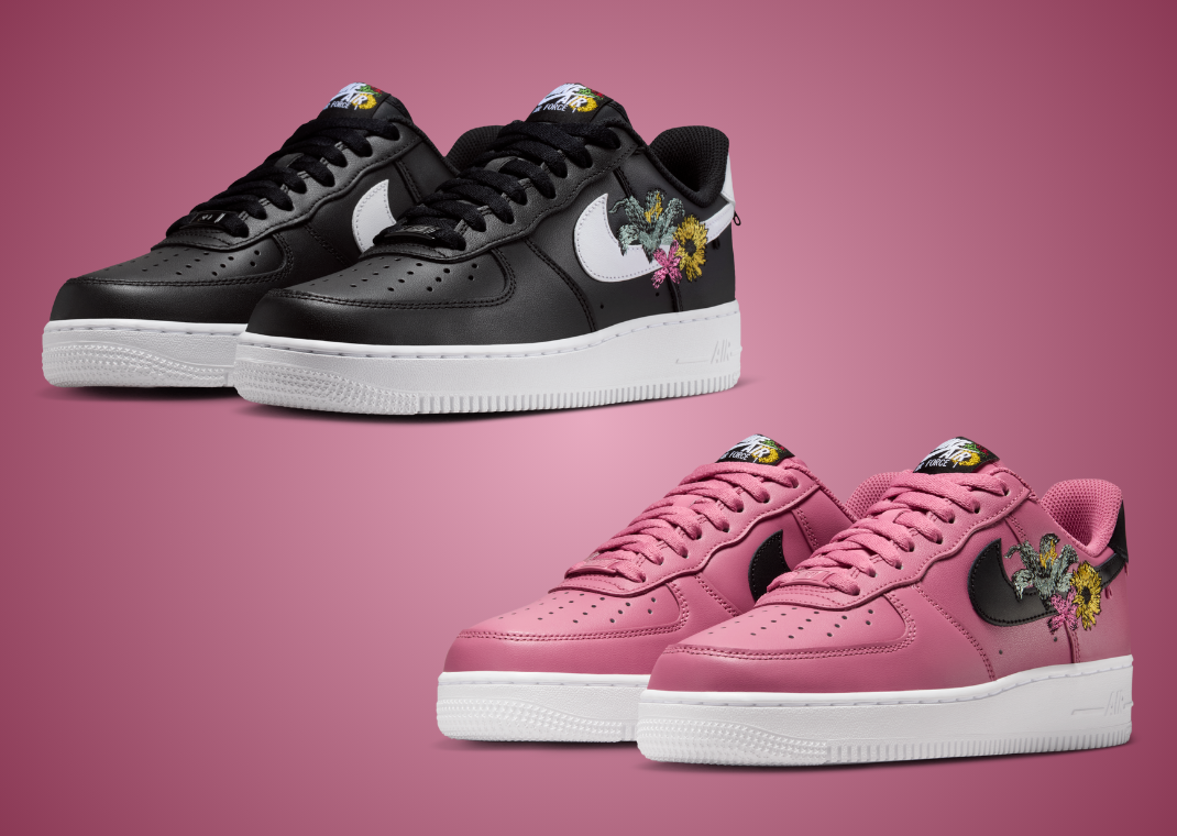 pink air force ones with flowers