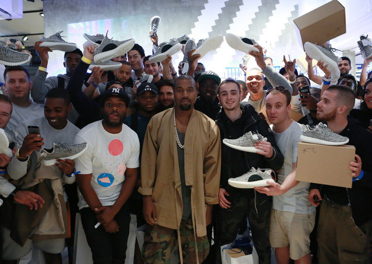 Ye (center) In London For The First Release Of The Yeezy 350 V1 Turtle Dove 