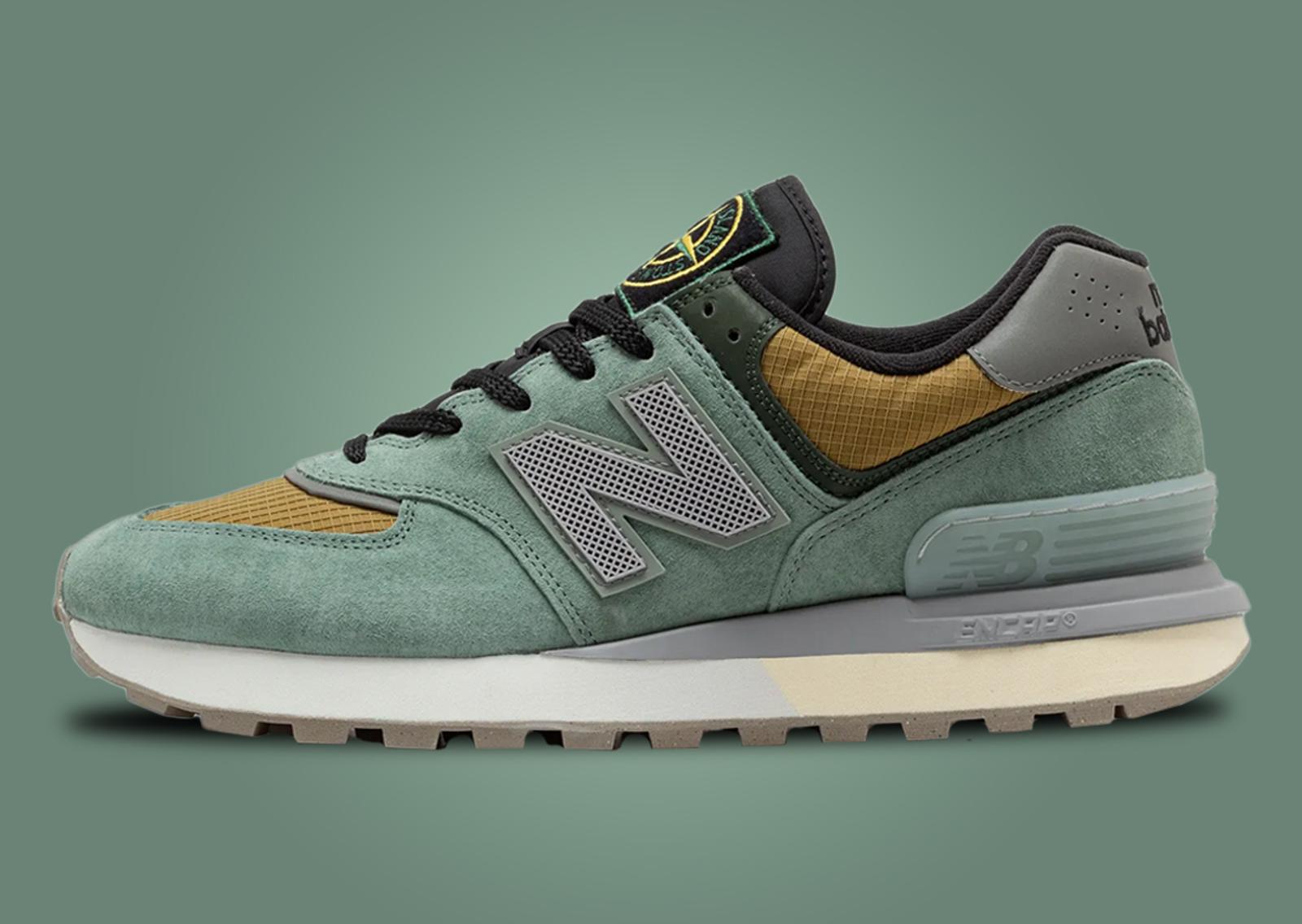 Stone Island x New Balance 574 Legacy Light Green Medial