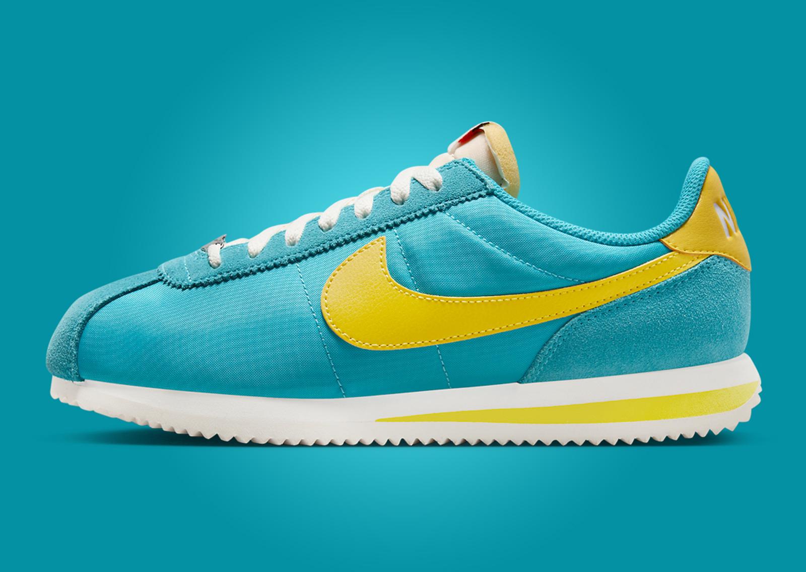 Nike Cortez Nylon Bleached Aqua Vivid Sulfur Lateral