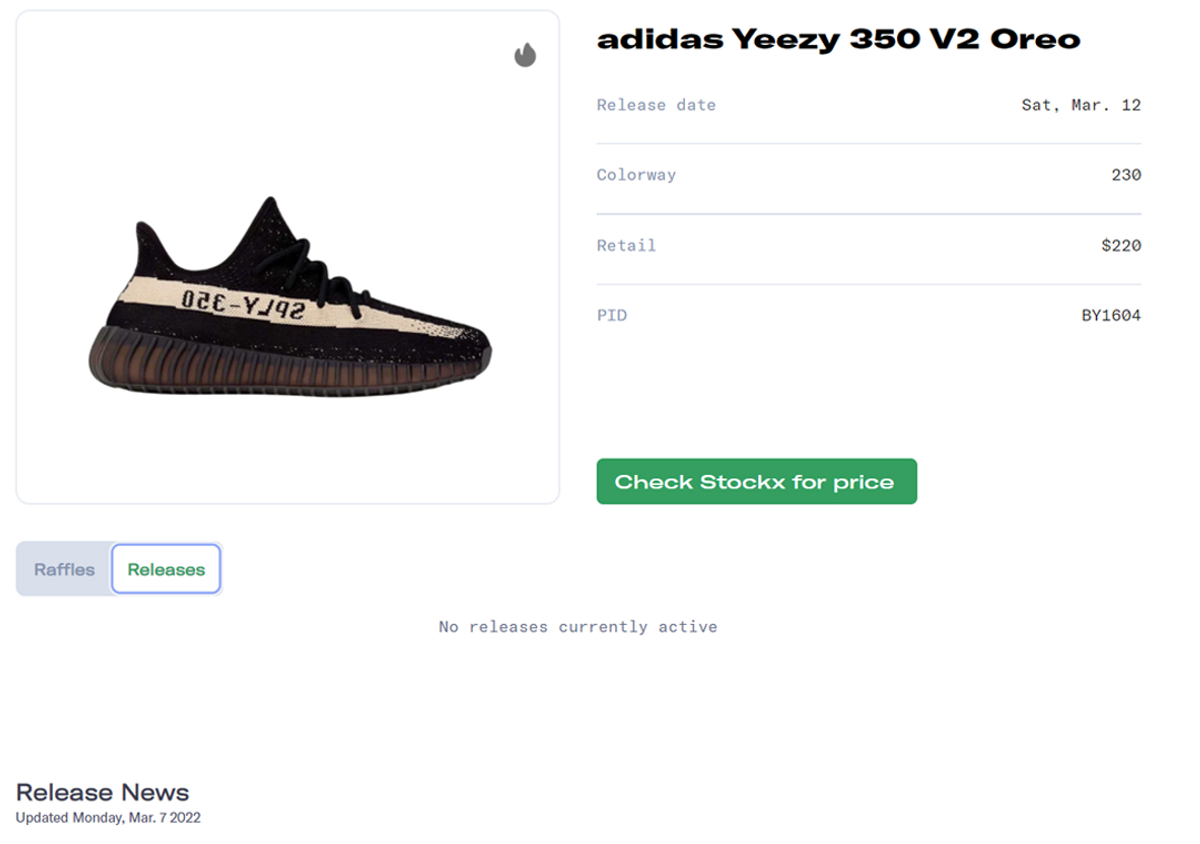 Where To Buy The adidas Yeezy Boost 350 V2 Oreo