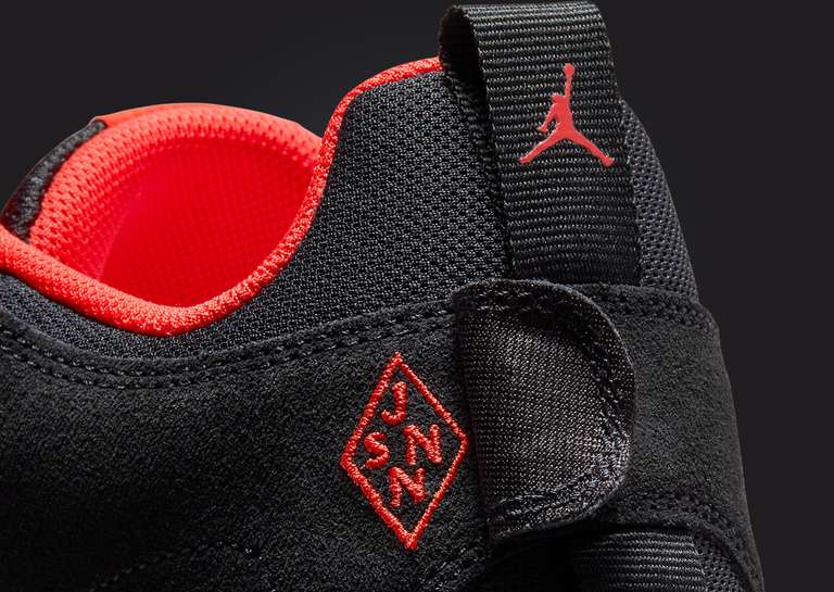 Jordan One Take 5 Black Habanero Red Heel Detail