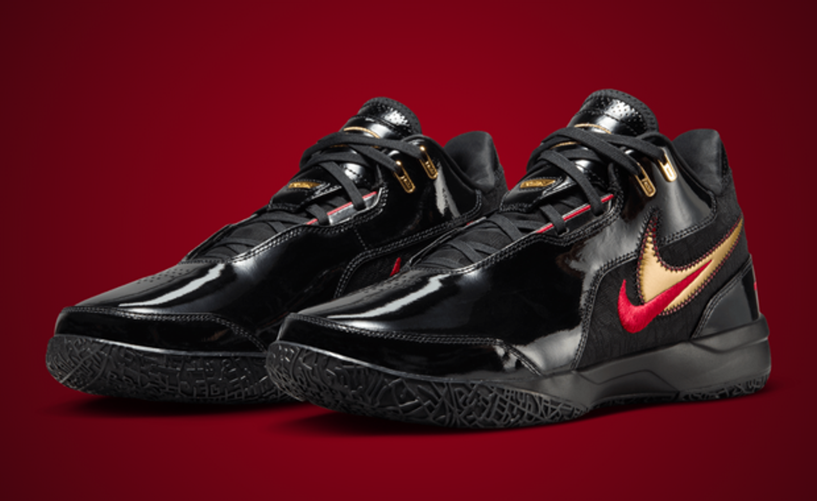 The Nike LeBron NXXT Gen Ampd Black Metallic Gold University Red Releases July 2024