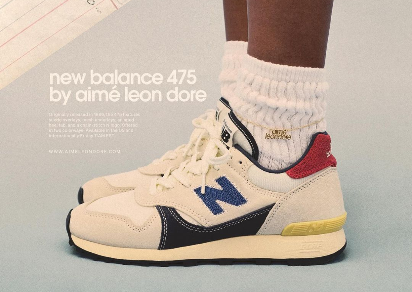 Aime Leon Dore x New Balance 475 White Red Navy